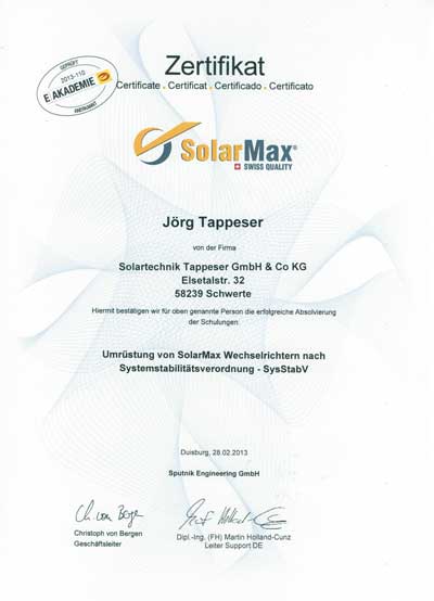 Zertifikat-SolarMax